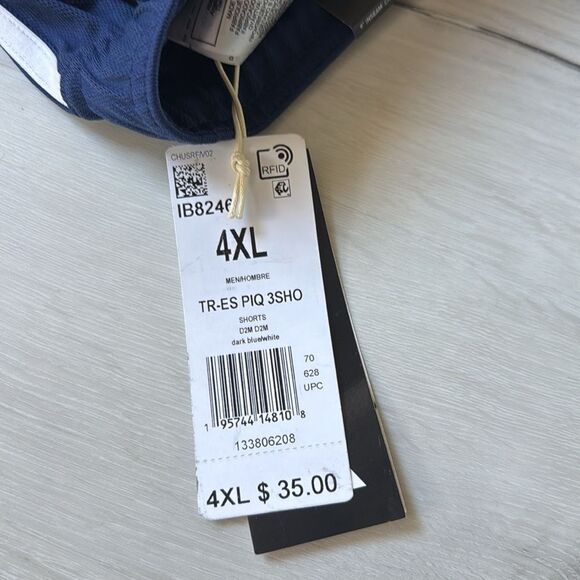 ADIDAS TRAIN‎ ESSENTIALS PIQUÉ 3-STRIPES TRAINING SHORTS BLUE SIZE 4XL NWT - Picture 8 of 8